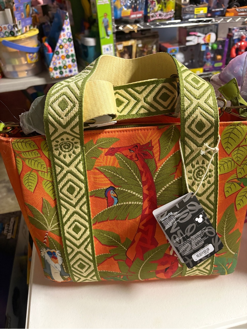 Nwt Disney Lion King Canvas Tote in Orange & Green - Picture 2 of 3